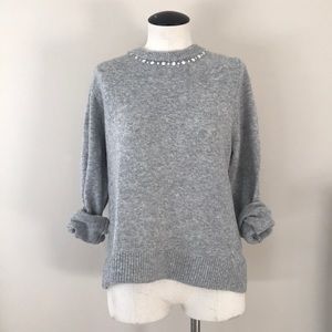 Gem detailed collared sweater